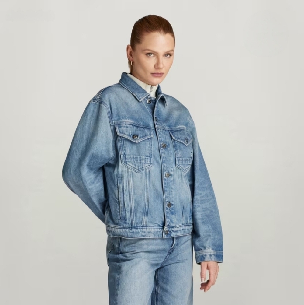 NWT! G-Star Raw, Oversized Jacket, Bright Valiant Denim,Sun Faded Air Force Blue - Picture 2 of 7